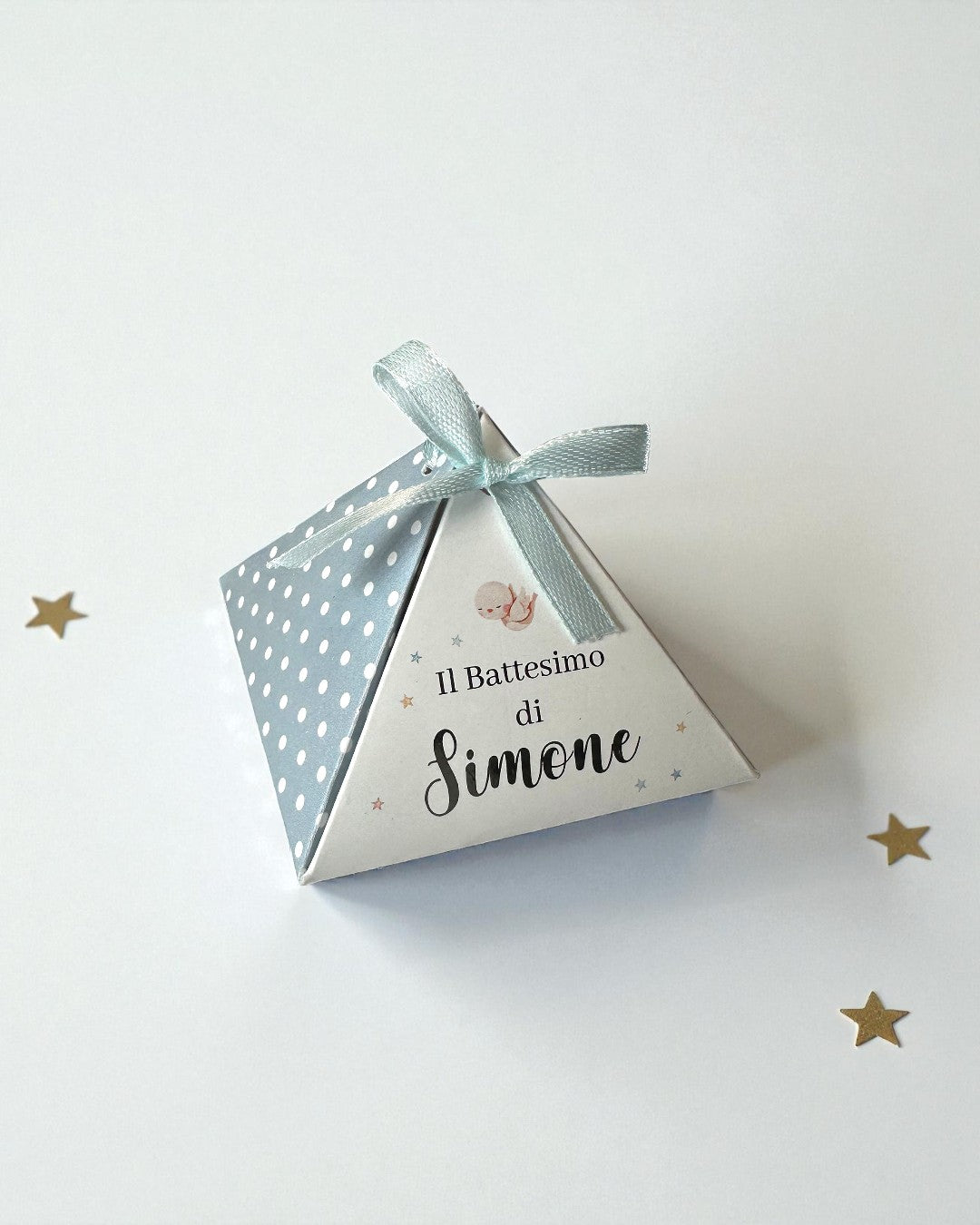 Scatolina Piramidale Battesimo Orsetto Aviatore