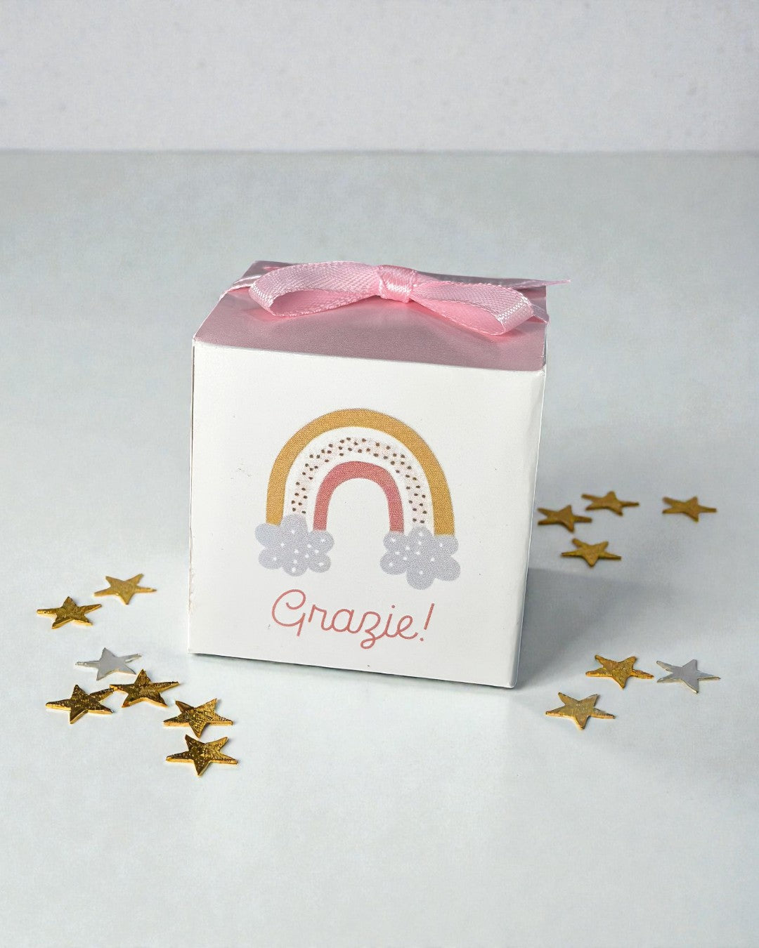 Scatolina Portaconfetti – Arcobaleno Rosa Baby, Personalizzabile