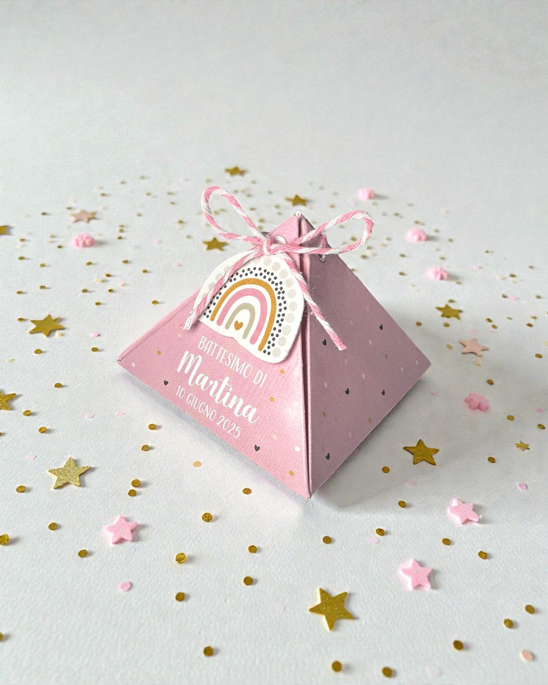 Scatolina Portaconfetti Battesimo – Modello Piramide Personalizzabile