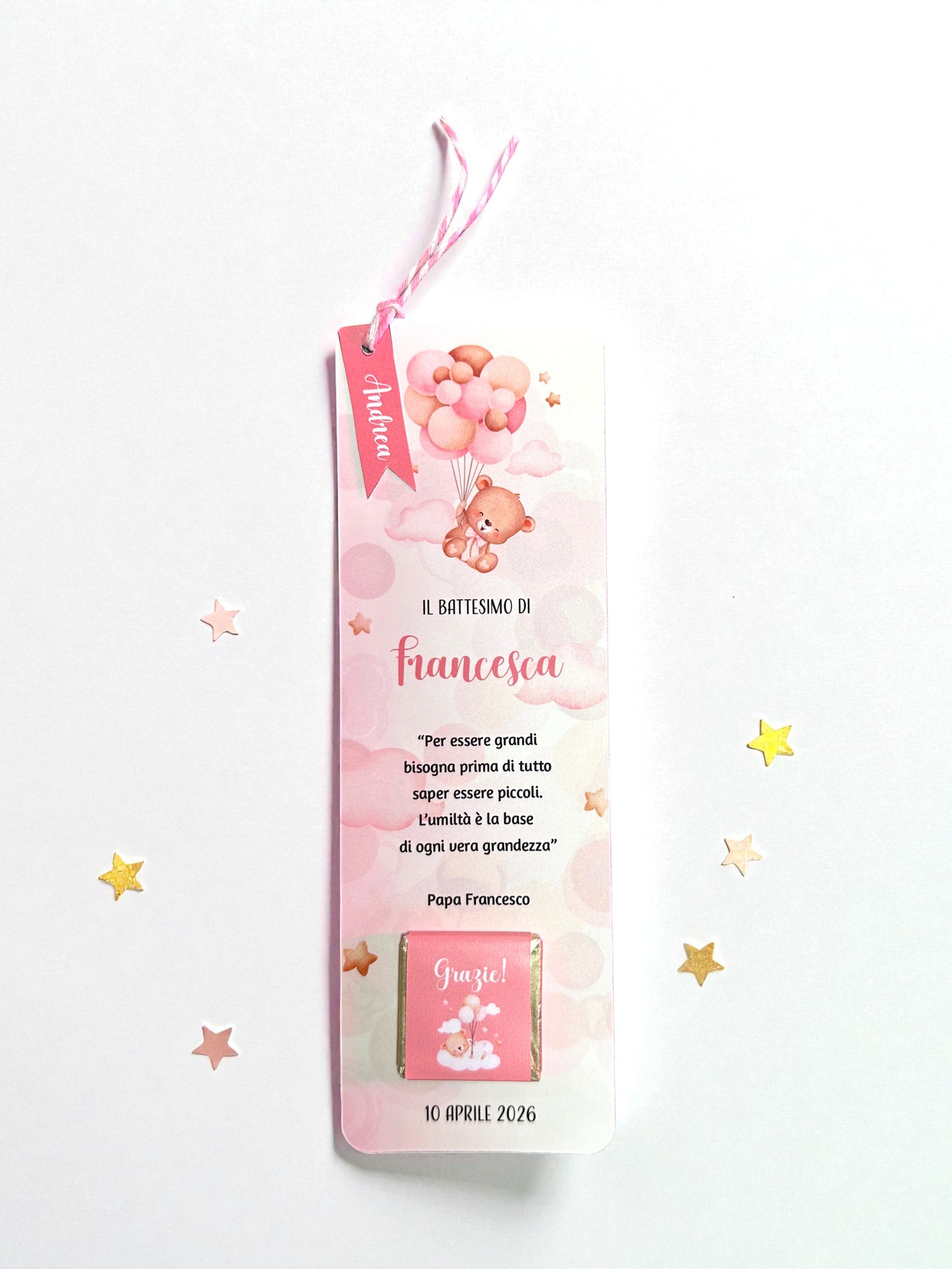 Segnalibro Bomboniera Battesimo Orsetto