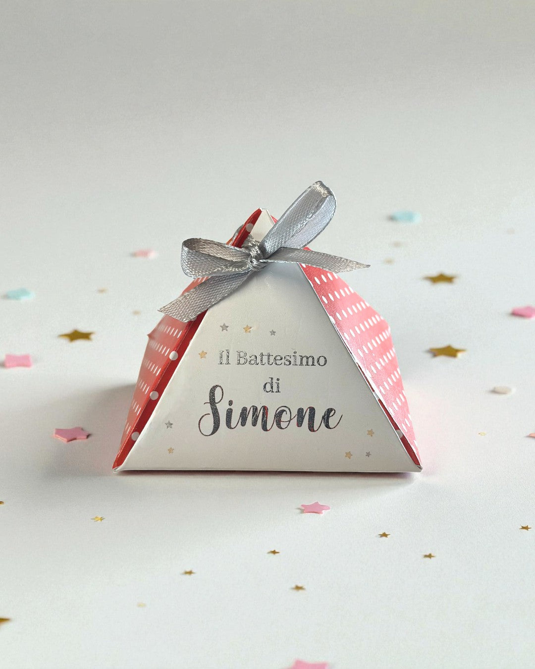 Scatolina Piramidale Personalizzata con Foil – Battesimo e Eventi Speciali