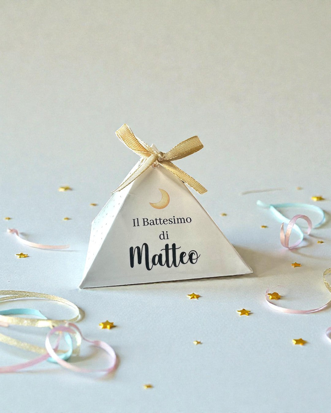 Scatolina Portaconfetti Battesimo Piramide Orsetto