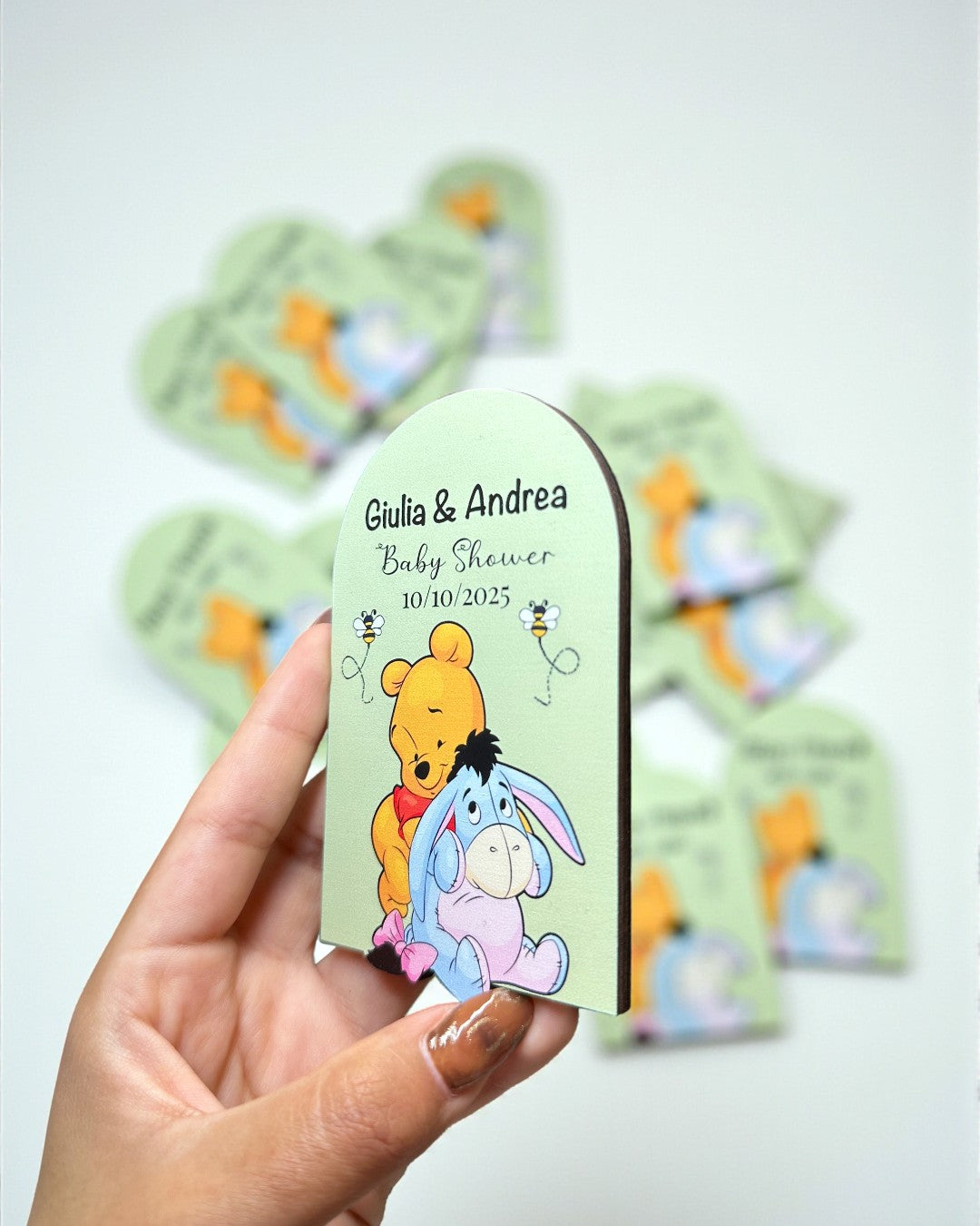 Magnete Baby Shower Winnie the Pooh Personalizzato