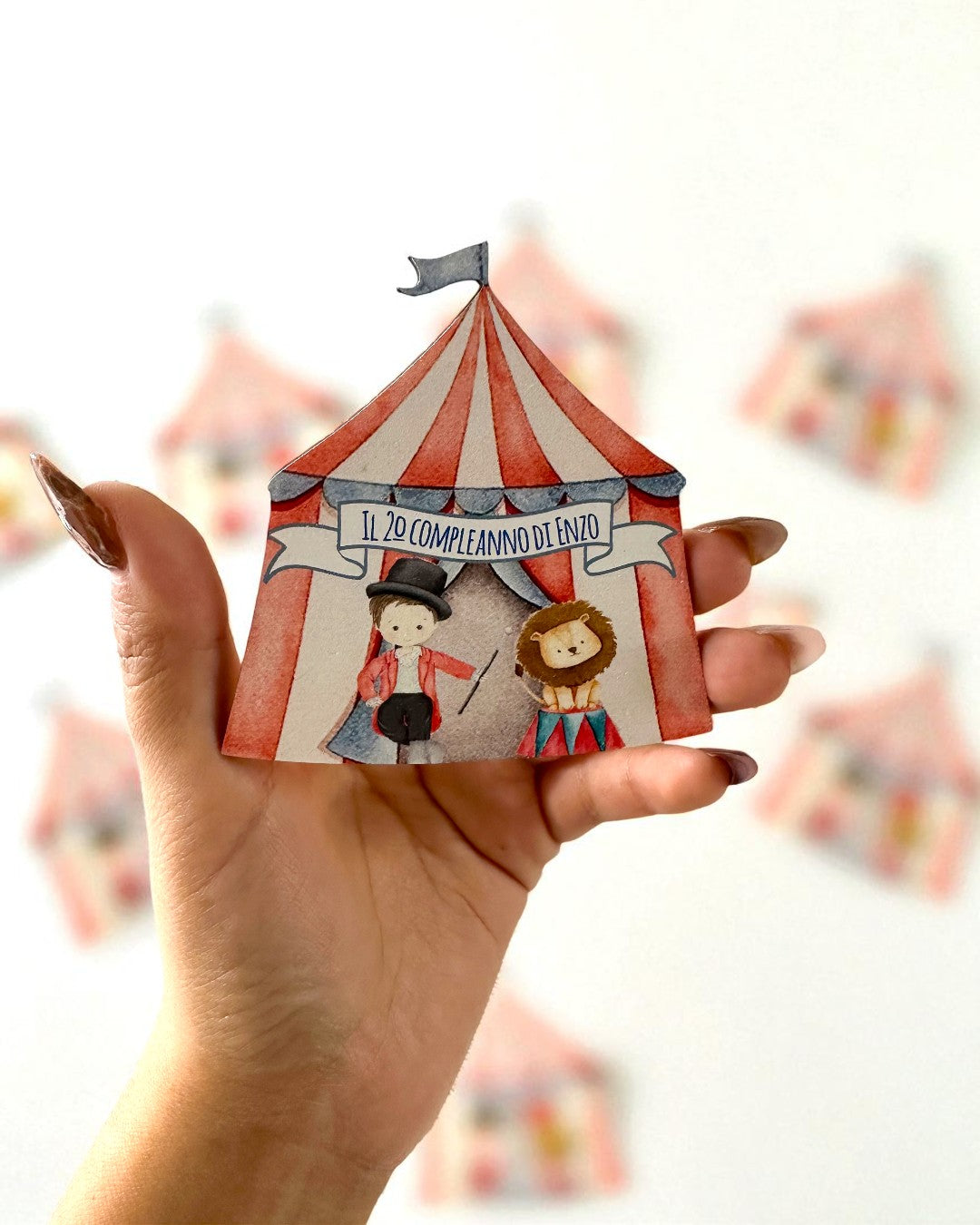 Magnete personalizzato Circo in legno 7,5x7,5 cm