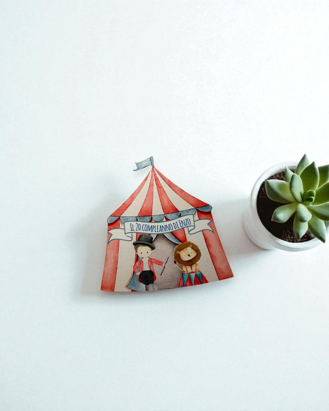 Magnete personalizzato Circo in legno 7,5x7,5 cm