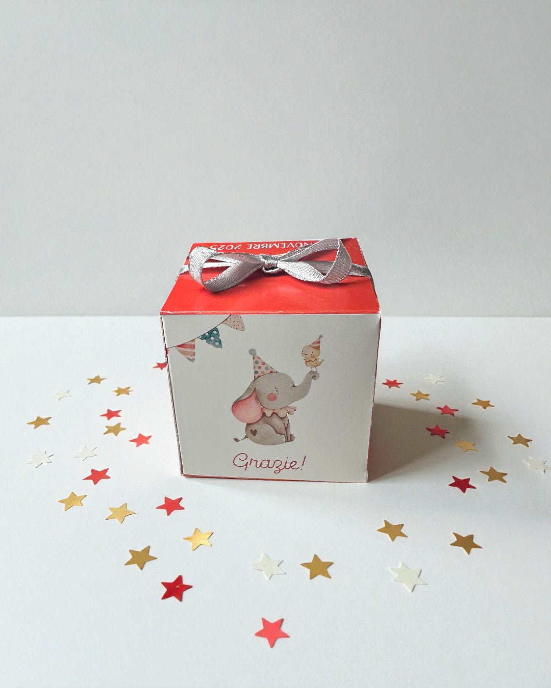 Scatolina Cubo Tema Circo Elefantino