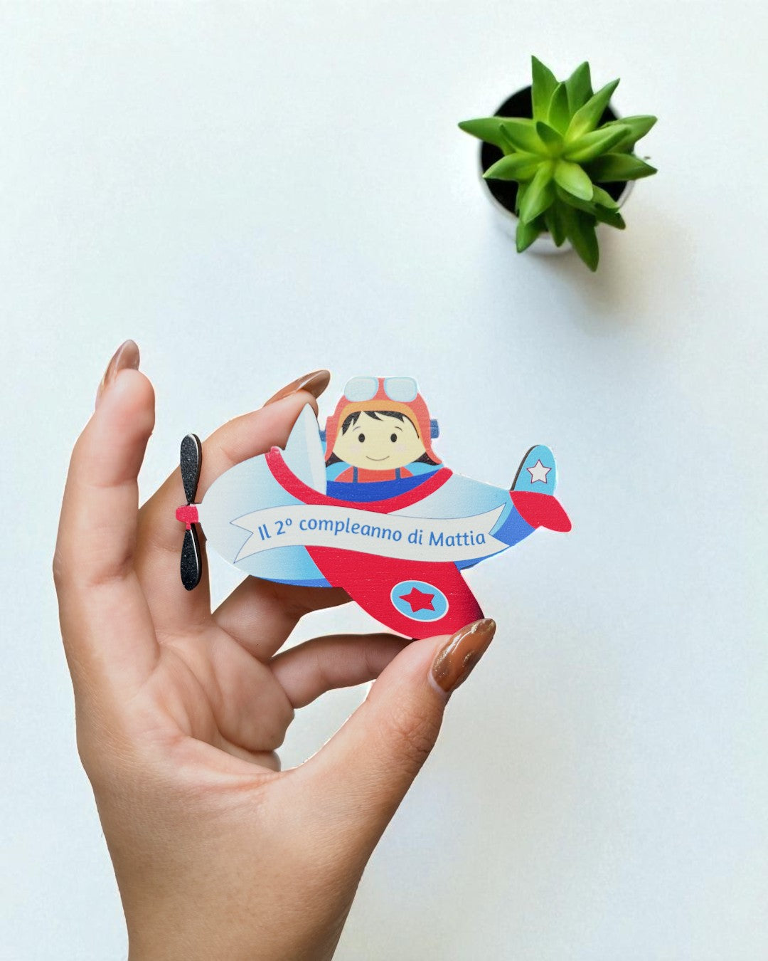 Magnete personalizzato Aviatore in legno